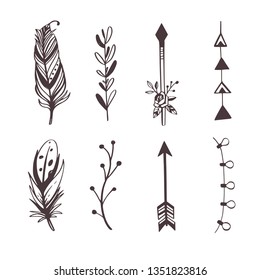 Boho Style Vector Collection Tattoo Icon Stock Vector (Royalty Free ...