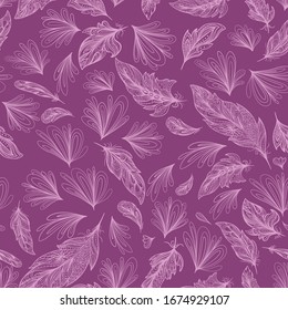 Boho style Vector Feather and Flower Pattern
Sketch doodle ornamental seamless texture with floral elements 