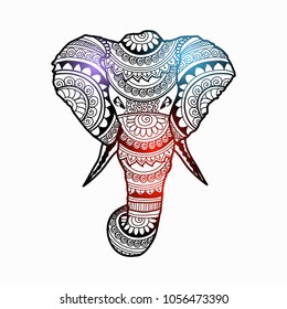 Boho style, vintage  vector elephant with Use for print, posters, t-shirts textiles