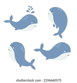 Boho style whale. Vector illustration