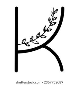 Boho styled letter k. Celestial lettering. Vector illustration.