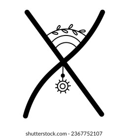 Boho styled letter X. Celestial lettering. Vector illustration.