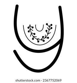 Boho styled letter Y. Celestial lettering. Vector illustration.