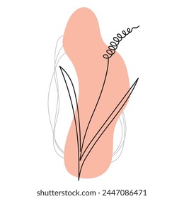 Boho stylized hand drawn grass leaf. spikelet Element for logo, business card, booklet