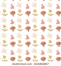 Boho summer elements with botanical patterns for design projects.