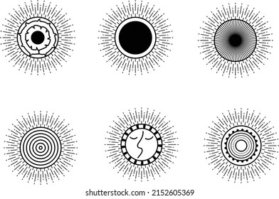 Boho sun decorated by abstract line