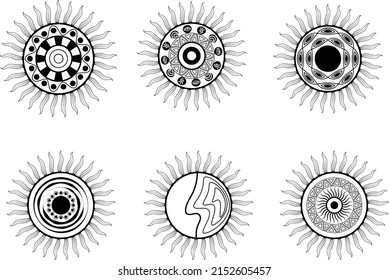 Boho sun decorated by abstract line