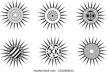 Boho sun decorated by abstract line