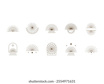 Boho Sun Design Element Set 