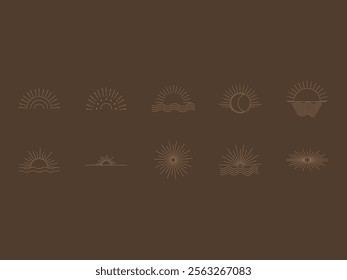 Boho Sun Design Element Set