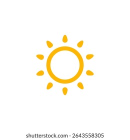 Boho Sun Icon With Hollow Center. Perfect For Morning Signs, Summer Solstice, Scorching Heat Themes, And Minimal UI In Boho Style. Warm Natural Look. Vector Illustration.