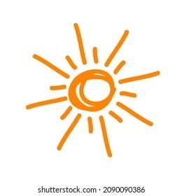 Boho sun icon isolated on white. Hand drawn line art.