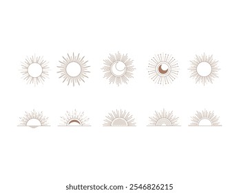 Boho Sun Line Art Set 