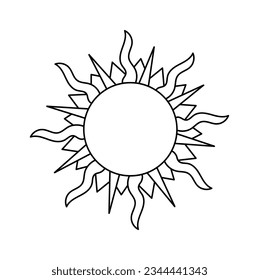 Boho Sun Lined Vector Illustration