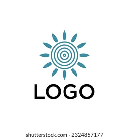 boho sun logo illustration in modern design style