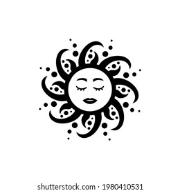 Boho sun. Sun mandala with face. For vinyl cutting and printing svg