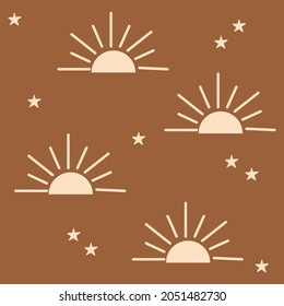 Patrón sin soles Boho.Ilustración vectorial para fondo,fondo de pantalla,frabic.