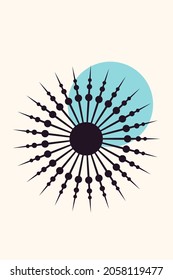 boho sun solar ray folkloric abstract  graphic nursery poster 