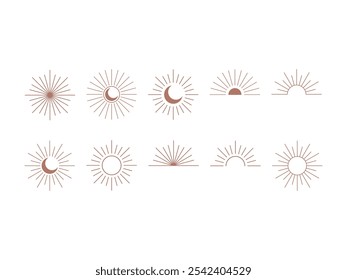 Boho Sun Vector Element Set 