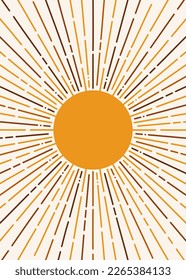 Boho Sunburst illustration Minimalist Sun sunrise art Sunset