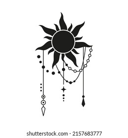 Boho suncatcher, outline vector illustration