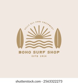 Boho surf design template for surf club, surf shop, surf merch.