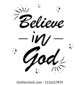 Boho template with inspirational quote lettering - believe in god. Vector ethnic print design.