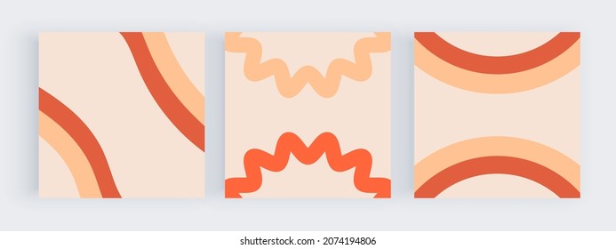 Boho templates for social media posts with red and orange lines