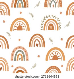 Boho terracota arco-íris padrão sem emenda com tons neutros quentes
