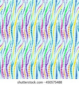 Boho tie dye pattern. Hippie style background. Ikat textile seamless texture. Watercolor effect vector. Shibori fabric. Batik technique. Trendy ethnic wallpaper.