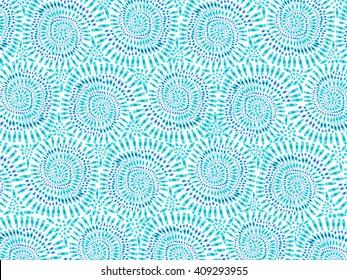 Boho tie-dye background. Hippie style. Watercolor effect vector. Textile effect. Shibori. Editable vector made with clipping mask. Batik effect. Blue tie-dye. Trendy wallpaper.