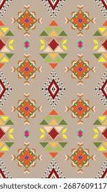 Patrón inconsútil azteca tribal de Boho  
 Fondo geométrico étnico