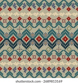 Patrón inconsútil étnico tribal boho en terreno neutral