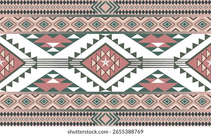 Boho Stammes geometrische Muster in erdigen rosa, grün und weiß Töne, ideal für Stoff, Teppiche, Tapeten, digitale Drucke oder südwestlichen Stil Home-Dekor-Projekte.