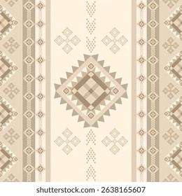 Boho Tribal Geometric Seamless Pattern – Earthy Textile Print for Fabric, Wallpaper, Home Decor, and Digital Backgrounds in Neutral Beige and Taupe Tones