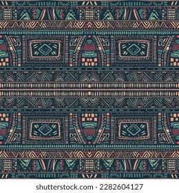 Boho tribal seamless pattern. Abstract traditional folk old ancient antique tribal ethnic intricate graphic line. Ornate elegant luxury vintage retro modern minimal style for texture textile fabric.