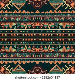 Boho tribal seamless pattern. Abstract traditional folk old ancient antique tribal ethnic intricate graphic line. Ornate elegant luxury vintage retro modern minimal style for texture textile fabric.