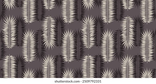 Boho tropical pattern, palm leaves seamless vector background. Exotic plant jungle print. Leaves of palm tree.