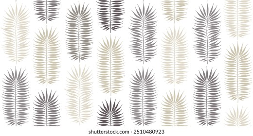 Boho tropical pattern, palm leaves seamless vector background. Exotic plant jungle print. Leaves of palm tree.