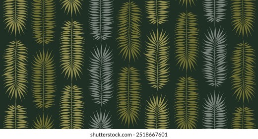 Patrón tropical boho, la palma deja un fondo de Vector sin fisuras. Estampado de selva de plantas exóticas. Hojas de palmera.