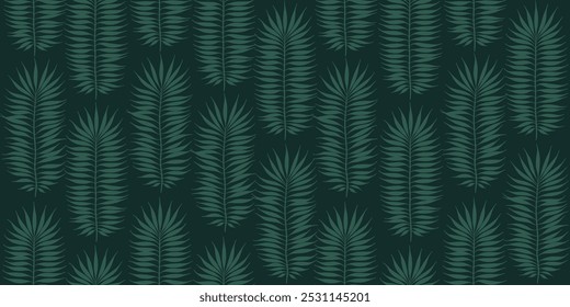 Boho tropical pattern, palm leaves seamless vector background. Exotic plant jungle print. Leaves of palm tree.