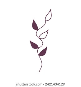 Boho twig. Floral decorative symbol. Cartoon flat vector illustration.