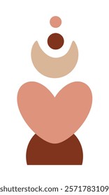 Boho Valentine clipart. Valentines day clipart. Abstract Valentine object in flat style. Hand draw vector illustration