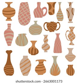 Coleção de vaso boho desenho plano desenho animado ilustração