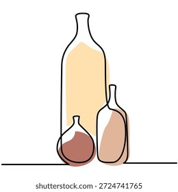  Boho Jarrón una línea de dibujo.  Boho Vase ilustración de una sola línea.  Boho Vase arte de línea minimalista. Boho Vase Arte vectorial