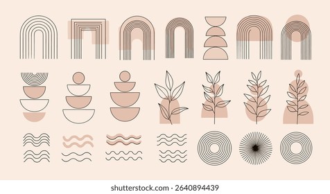 Boho Vector Elements Collection Earth Tone Minimalist Shapes and Geometric Designs Pack