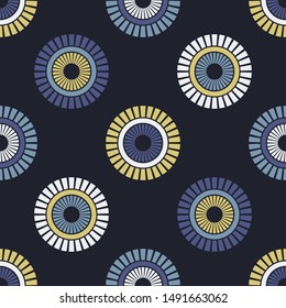   Boho. Vector geometric seamless circle background. 