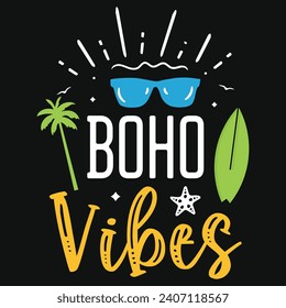 Boho vibes summer typography tshirt design 