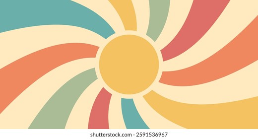 Boho Vintage Solar Tapestry Pattern for Background, Wall Art Retro Rainbow Sunrise for Background, Minimal Geometric Abstract Art, Hippie Bohemian Decor Background