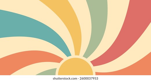 Boho Vintage Solar Tapestry Pattern for Background, Wall Art Retro Rainbow Sunrise for Background, Minimal Geometric Abstract Art, Hippie Bohemian Decor Background